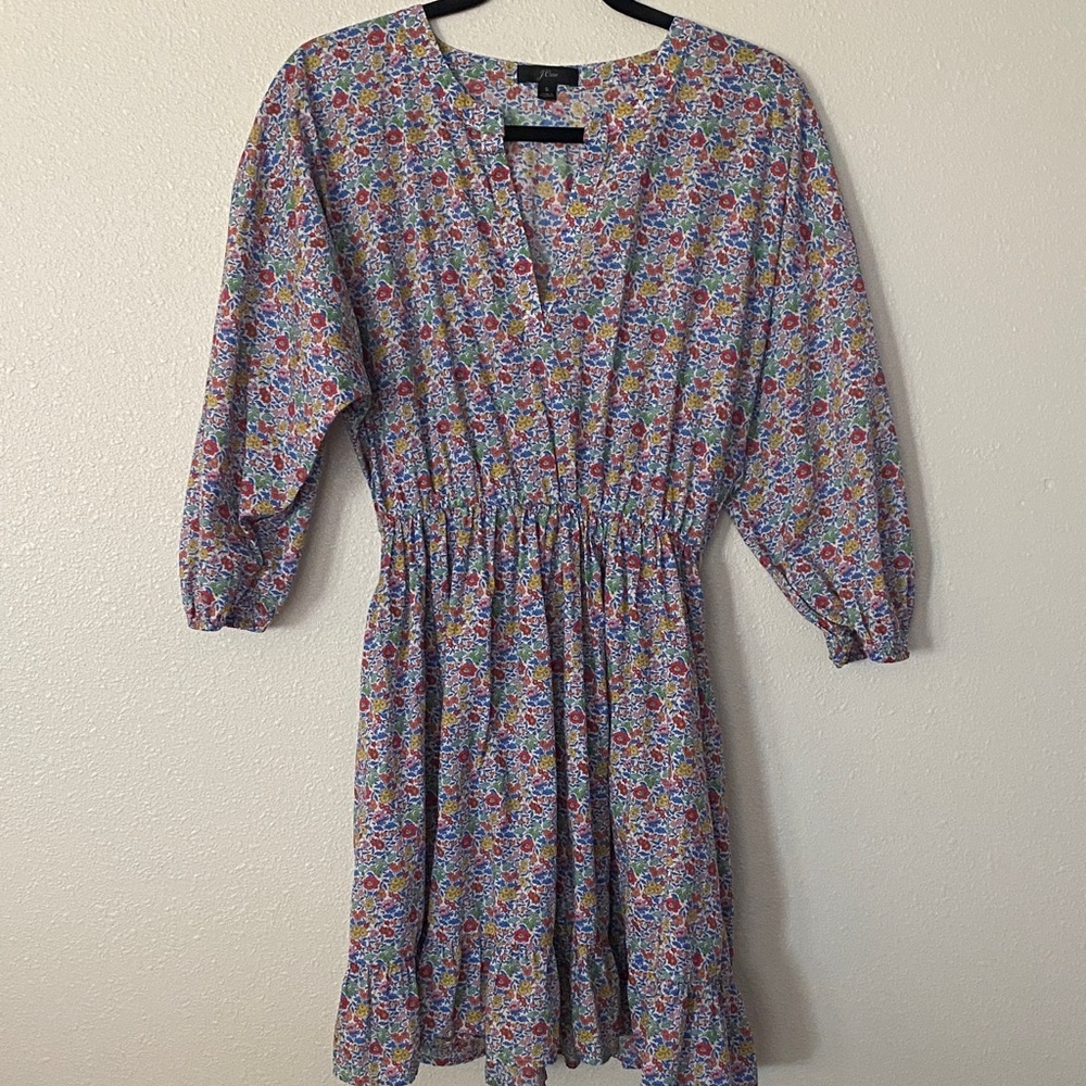 J. Crew Multicolor Liberty Floral Long Sleeve Dress